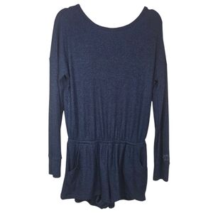 Hollister Gilly Hicks Navy Ribbed Romper With Scoop Back One Size